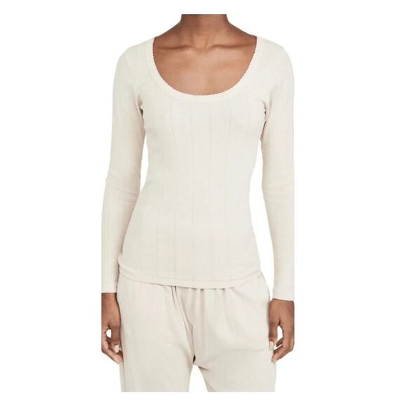 The Great Cream The Pointelle Sleep Long Sleeve Scoop Ballet Tee Small - Picture 1 of 10